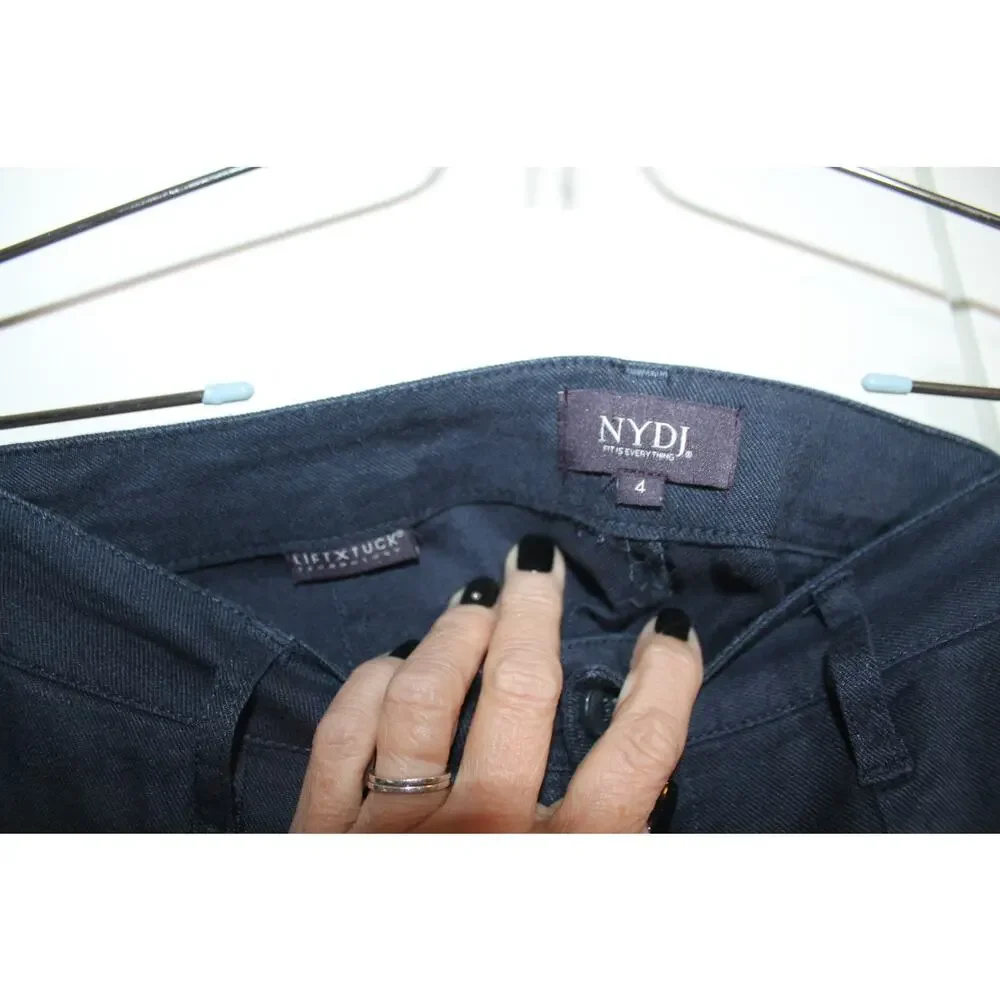 NYDJ Blue Linen Blend Wide Leg Cropped Pants sz 4